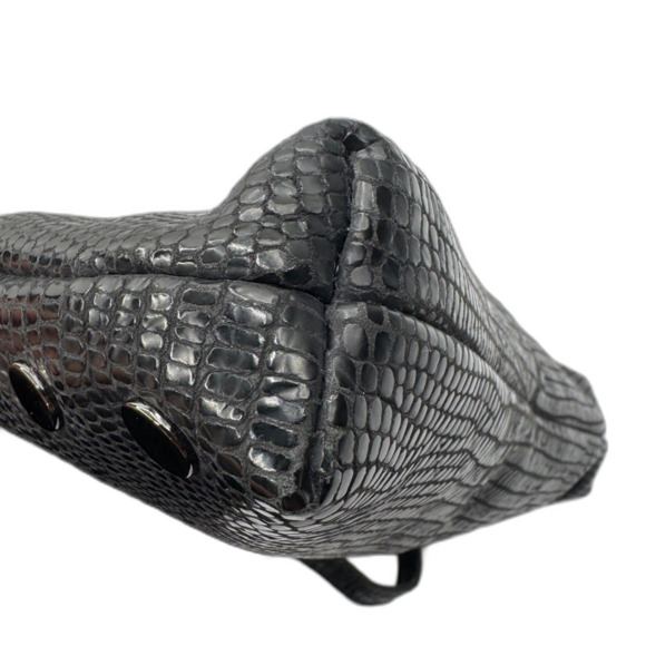 Hammitt VIP Medium Black Lizard Emboss Crossbody Gunmetal Red Suede - Picture 13 of 16